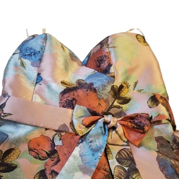 CHI CHI LONDON Strapless FLORAL Midi DRESS PINK US 4 (S/M) + Straps - Picture 7 of 9